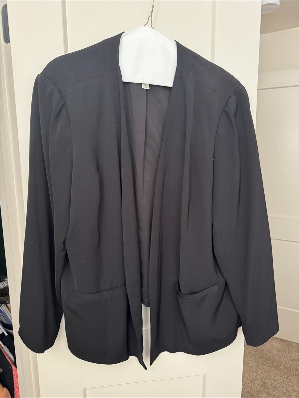 Sejour Black Open Draped Blazer Jacket